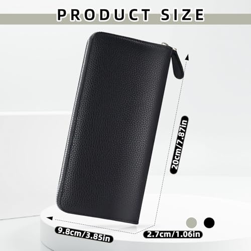 WishLotus Long Wallet for Woman, PU Leather Clutch Wallet with Zipper Credit Card Holder for Women (Green)3