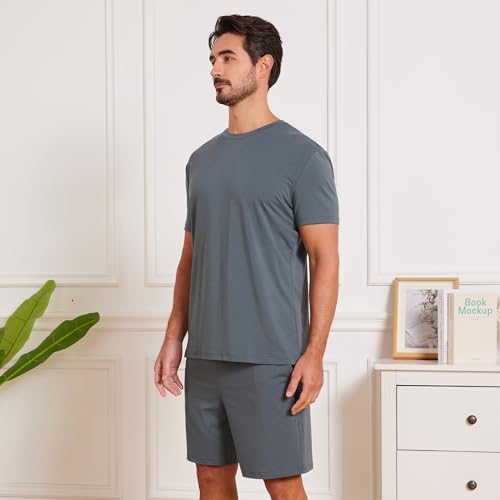 netdraw Men's Ultra Soft Bamboo Viscose Pajama Sets Lightweight Comfy Lounge Sleep Short Sleeve Pjs Sleepwear3