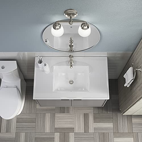 Image of Kohler Devonshire Bathroom Vanity Light Fixture, Wall Sconce Lighting, Position Facing Up or Down, UL Listed, 2 Light, Brushed Nickel