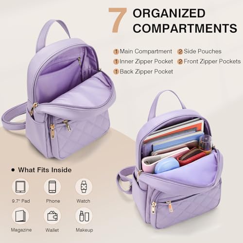 Image of Marvolia Mini Backpack Vegan Leather Small Backpack, Purple | Fashion Backpack Purse, For Women, For Travel Work Shopping