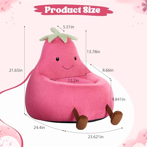 Image of 2FT Memory Foam Bean Bag Chair - Ultra Soft Faux Rabbit Fur Round Sofa with Handle & Machine Washable Cover, Comfy Lazy Chair for Kids Teens, Perfect for Reading Gaming in Living Room Bedroom,Magenta