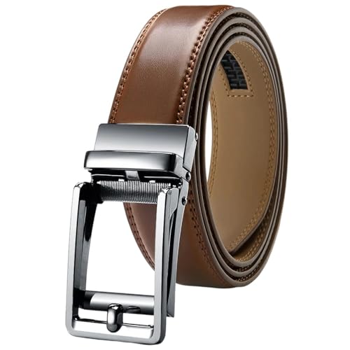Men's Adjustable Ratchet Strap, Automatic Winding, Casual Genuine Leather Belt Flzdlsft-95Bu 125cm