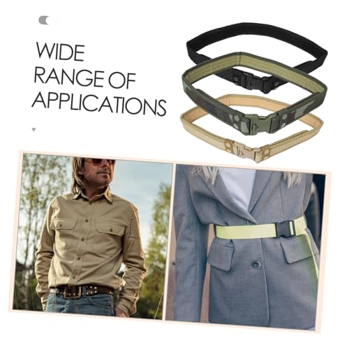BESPORTBLE 3Pcs Adjustable Outdoor Utility Work Belt Durable Canvas Waist Belt for Camping Hiking and Training Includes and Colors3