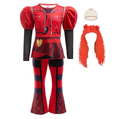 Disfraz rojo para niñas con peluca 4-5 años