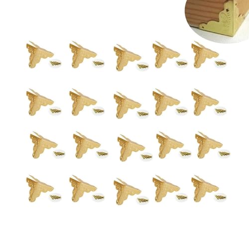 Image of Box Corner Protector 20PCS Gold Triangle Rattan Carved Wood Case Edge Guard