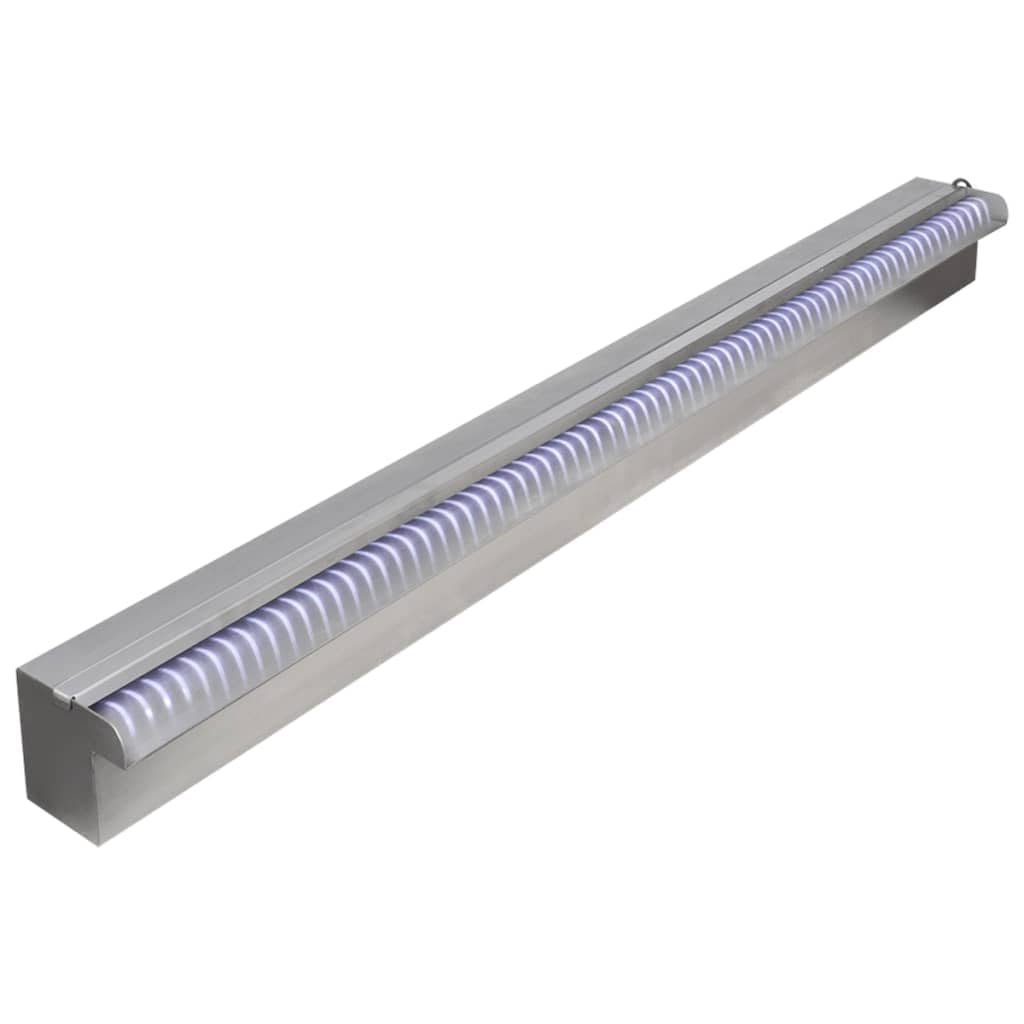 Pool Wasserfall Fontäne 90 cm mit LED-Beleuchtung Edelstahl Kaskade für Garten Teich Pool Wasserspiel
