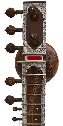 Sitar de style Ravi Shankar maharaja indien – Semi décorée avec boîte de fibre - Les Beatles, Paul McCartney, John Lennon, RIngo Starr, George Harrison Sitar de style Ravi Shankar maharaja indien – Semi décorée avec boîte de fibre – Image 4