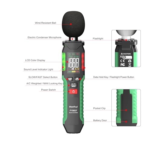Decibel-Meter-Sound-Level-Meter-30-130-dB-with-AC-Weighted-Digital-Audio-Noise-Measure-Device-Portable-SPL-Meter-with-LCD-Color-Display-Data-Hold-MAX-Hold-Flashlight-for-Home-Office