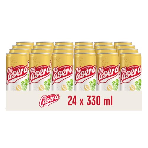 La Casera Blanco de Verano, Bebida de Vino Blanco y Zumo Natural de Limón - Lata, Pack 24 x 33 cl