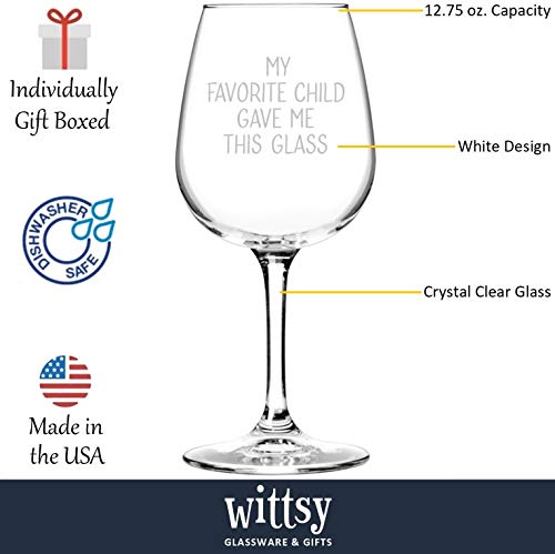 Wittsy Glassware And Gifts My Favorite Child Gave Me This Funny Wine Glass - Best Mom & Dad Gifts From Daughter, Son - Gifts For Mom, Dad From Kids - Gag Birthday Gift For Parents thumb #2