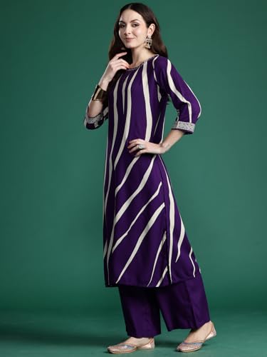 Image of INDO ERA Women's Viscose Rayon Printed Straight Kurta & Palazzo Set (KS5PR9953)