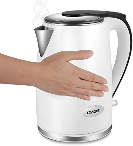 Electric Kettle Cool Touch Double Wall, Stainless Steel Interior with Auto Shut Off, 2 Liter - Stariver Limited Time Deal