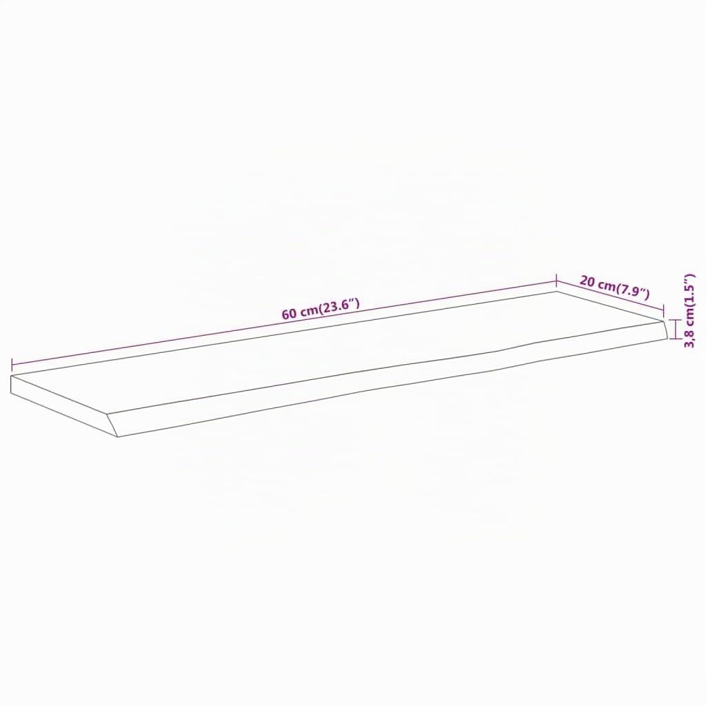 vidaXL Estante Pared Rectangular Madera Acacia Borde Vivo 60x20x3,8 cm