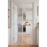 Zanzariera Magnetica per Porte 84 x 175 cm Non È Necessario Praticare Fori Tenda Zanzariera Porte Chiusura Automatica per Legno, Ferro, in Alluminio, Bianco