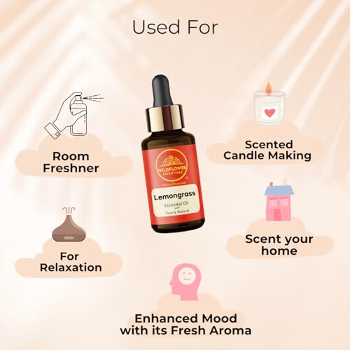 Image of Lemongrass Essential Oil for Face, Skin, Hair, Body, Home, Fragrance 100% Pure & Natural Undiluted 15ml
