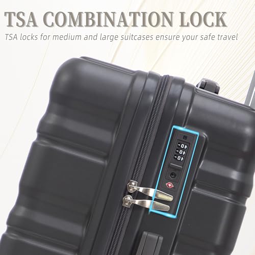 Image of Luggages 3 Piece ABS Hardside Luggage Sets Spinner Wheels Suitcase