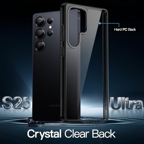 Image of JETech Cover Case for Samsung Galaxy S25 Ultra 5G, Non-Yellowing Shockproof Bumper Protective Phone Cover, Anti-Scratch Hard PC Back (Titanium Black)