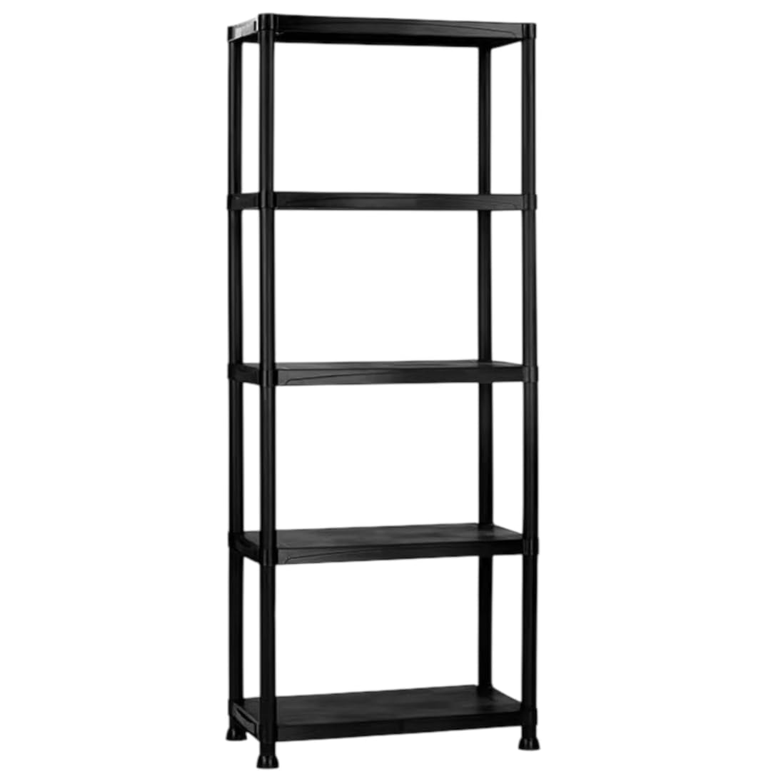 Marco Paul Interiors 5 Tier Marco Paul Heavy Duty Garage Shelves - Adjustable Plastic Shelving Units For Storage -Shed Racking - Garage Shelving Units - Wall Shelves - Black Industrial Display Shelves