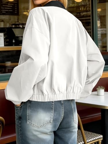 Tankaneo Womens Utility Barn Jackets Lightweight Zip Up Lapel Oversized Cropped Bomber Jackets Trendy Casual Short Coats — view 5
