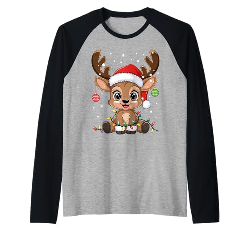 Rentier süßer Weihnachtspullover Weihnachten lustig süß Raglan