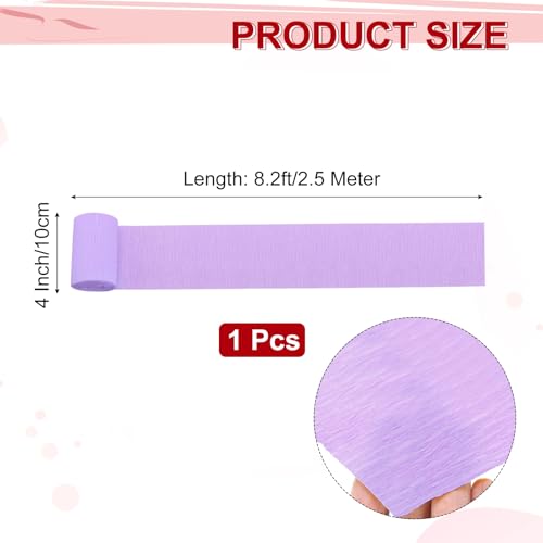 Image of MECCANIXITY Crepe Paper Roll 8.2ft Long 4 Inch Wide for Wedding Ceremony Various Large Festivals Decoration, Light Purple