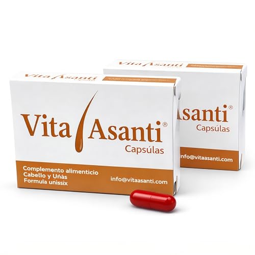 Vita Asanti Capsulas Tratamiento natural contra la alopecia anticaida del Cabello con 3 bloqueadores de DHT Biotina y Melatonina Pastillas anticaida y Vitaminas para el pelo Hombre y Mujer. (2 cajas)