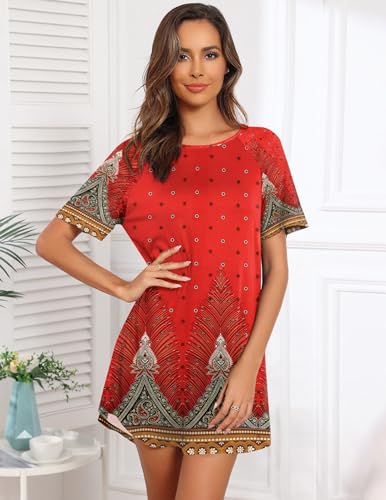 Image of Ekouaer Sleep Shirts for Women Short Sleeve Night Shirts for Sleeping Pullover Nightgown Soft Nightdress S-XXXL