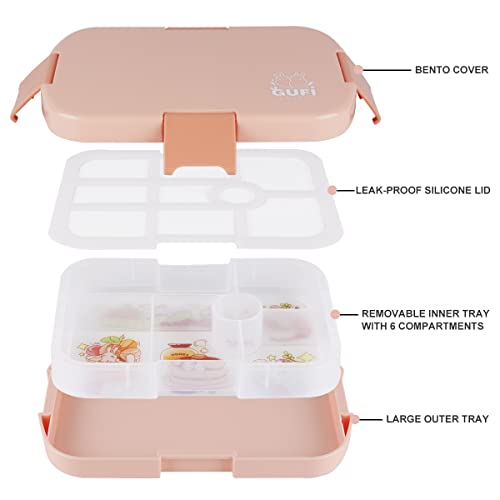 hombrima Kids Bento Lunch Box with 6 Compartments, Lunchboxes for Childrens Boys Girls Adults Work School BPA Free, Leakproof - Image 3