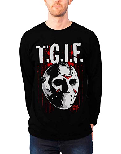 T-shirt noir Vendredi 13 TGIF manches longues coton vêtement horreur nostalgie