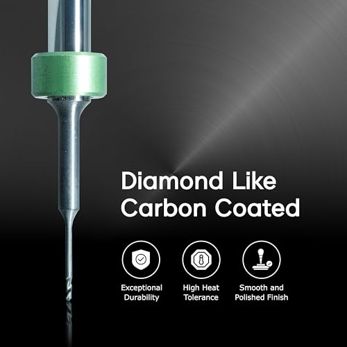 Image of DLC-Coated Milling Burs (Φ1mm) - Compatible with IVOCLAR PM7 CAD /CAM Systems, for PMMA, PEEK, Wax - 6mm Shank, Carbide Endmill