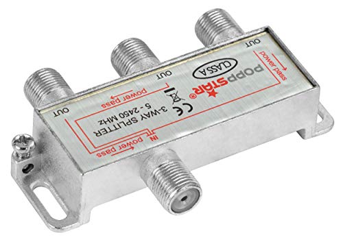 Poppstar Satellite Splitter Antenna Distributor Switch 3-way incl. IEC Plug (analog/digital/BK/unicable/HD/4K compatible) for TV Antenna - Image 4