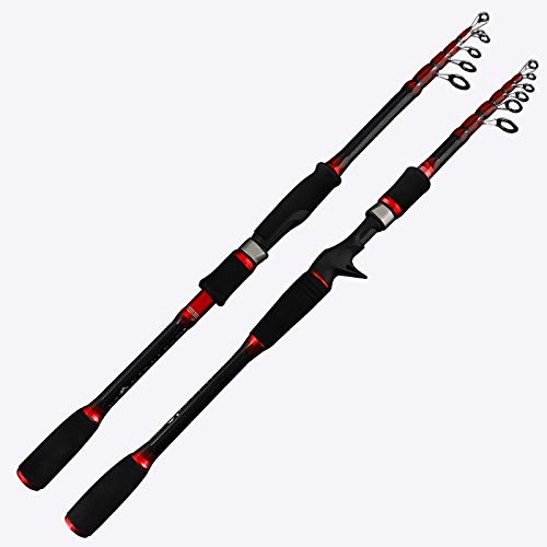 Fishing Rod Telescopic Fishing Pole Ultralight Carbon Fiber Material Spinning Casting Fishing Rod Power Telescopic Pole Super Hard Fishing Rod and Reel ( Color : Red , Length : Casting(3.0m MH) )