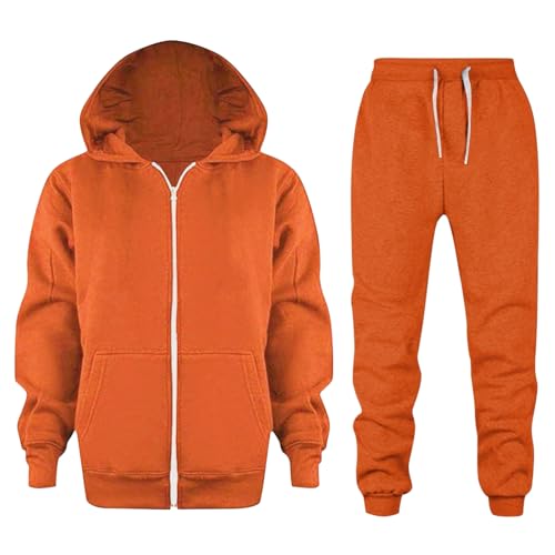 Teens Long Sleeve Zip Up Hoodie Outerwear Boys Girls Casual Lightweight Sweatshirt with Pocket Fleece Joggers Sweatpants