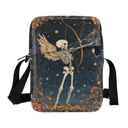 Boho Skeleton Flower messenger bag for men mens shoulder bags crossbody Woman Handbag Shoulder Strap Adjustable Strap for Outdoor Daily Shopping