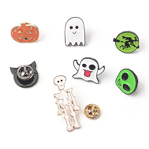 Wcrazye 7Pcs Cute Halloween Enamel Pin Brooches Pumpkin Skeleton Ghost Alien Novelty Pins Cartoon Pins For Girls Backpacks Clothing Bags Jackets (Halloween Brooches) #TOP3