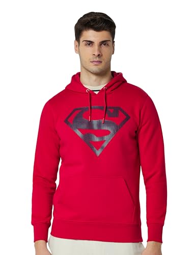 Image of Free Authority Superman Printed Regular Fit Red Ploycotton Men's Sweatshirt