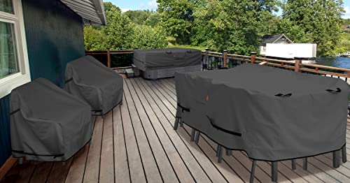 Porch Shield Patio Table Cover - Waterproof Outdoor Dining Table And Chairs Furniture Set Cover Square - 96 X 96 Inch, Black #TOP5
