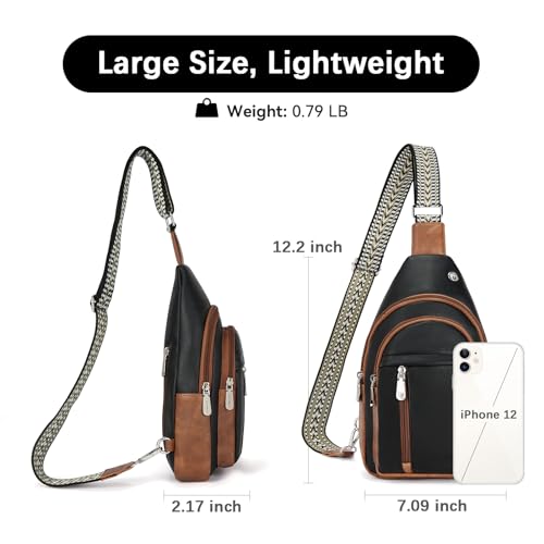 Image of BOSTANTEN Sling Bag for Women Leather Crossbody Bag Vintage Cross Body Purse for Travel with Guitar Strap, Bohemian Style