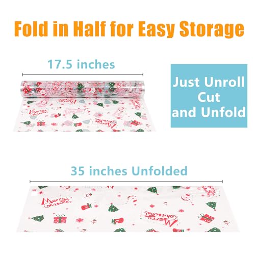 Image of JOYIT 100 ft Christmas Cellophane Wrap Roll (35 in x 100 ft) - 3 Mil Thick Cellophane Roll, Christmas Cellophane Bags Large for Flower Gift Baskets Arts Crafts Wrapping (35 inch fold into 17.5 inch)