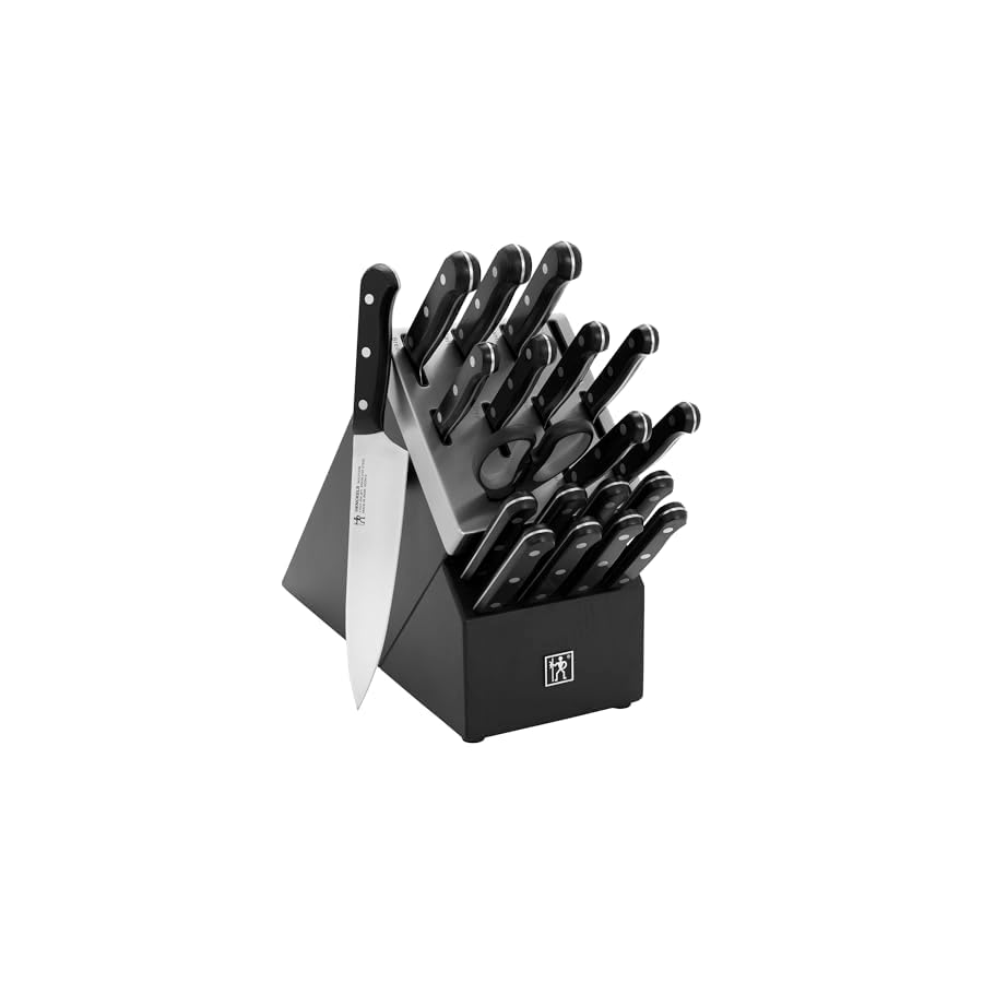 HENCKELS Solution Razor-Sharp 20-Piece Self Sharpening Knife Block Set, Chef Knife, Bread Knife, Steak Knife, German Engineered Knife Informed by 100+ Years of Mastery, Black