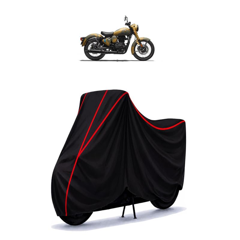 Image of Classic 350 Signal sv Water Resistant Bike Cover for All Motorcycles & Rain | Heavy Duty Taffeta Fabric | UV Protection, Dustproof, Scratchproof | All Weather Two Wheeler Cover with Elastic Bottom