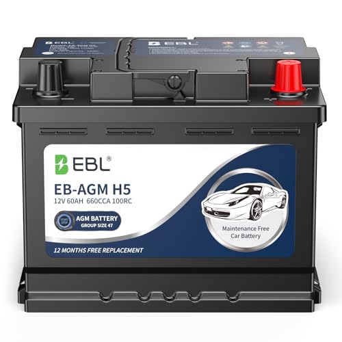 Ebl Bci Group 47 Car Battery12v 60ah Size H5 Performance Series Agm Battery -...