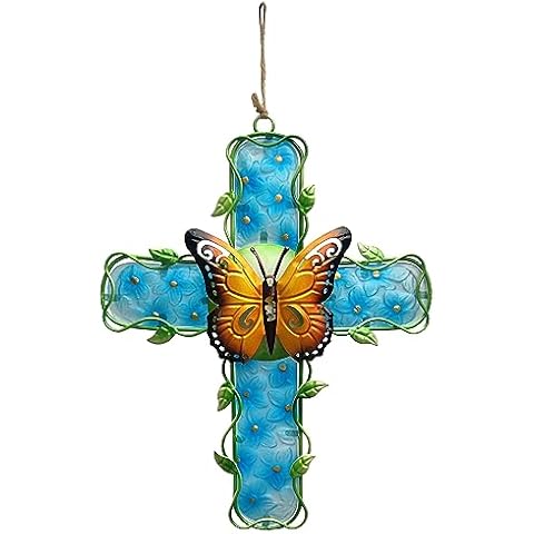 COOZZYHOUR Metal and Glass Cross Decor Cover
