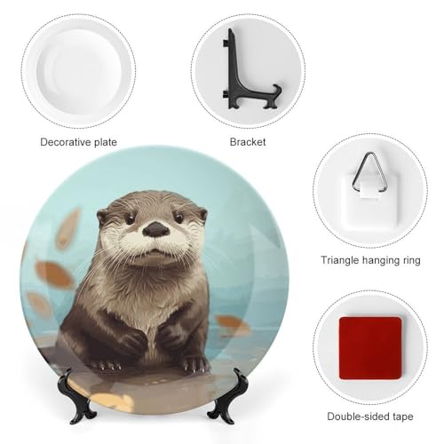 Plato Decorativo Cute Otter de Porcelana de 6 pulgadas miniatura 3