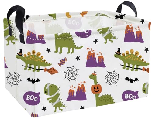 Image of Essme Rectangular Dinosaur Helloween Basket,Kids Storage Bins Organizer with Handles for Room Decor, Gift Basket.(Dinosaur Halloween)