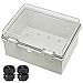 Zulkit Junction Box ABS Plastic Dustproof Waterproof IP65 Electrical Boxes Hinged Shell Outdoor Universal Project Enclosure Grey Clear Transparent Cover With Lock 8.7 x 6.7 x 4.3 inch (220x170x110 mm)