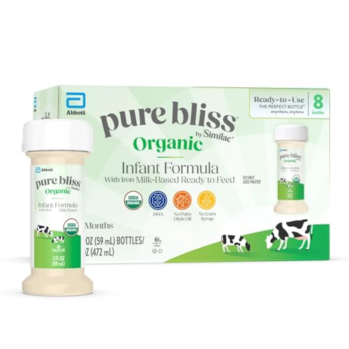 Pure Bliss by Similac Organic Infant Formula, Easy to Digest, USDA Certified Organic, Ready to Feed, 2-fl-oz Bottle, Pack of 8