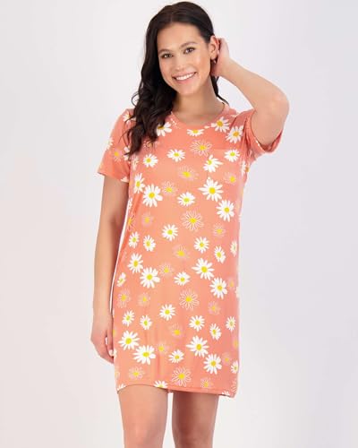 Image of Real Essentials 3 Pack: Women's Short Sleeve Nightgown Dress - Nightshirt Pajama Sleep Shirt Sleepwear (Available In Plus)