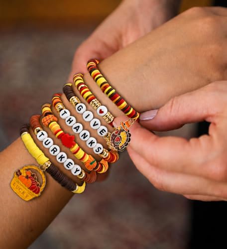HSHFAMIIY 7 Pack Thanksgiving Bracelets, Heishi Bracelets for Women Teens - image 5