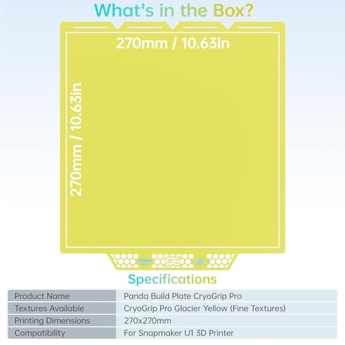 Image of BIQU CryoGrip Pro Glacier Yellow Compatible with Snapmaker U1 3D Printer 276x304.5mm Panda Build Plate Double Sided Upgrade Plate Removable Surface Platform